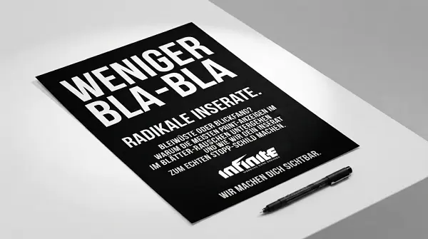 Professionelle Inseratgestaltung und wirklich auffallende Zeitungsanzeigen - infinite Werbeagentur