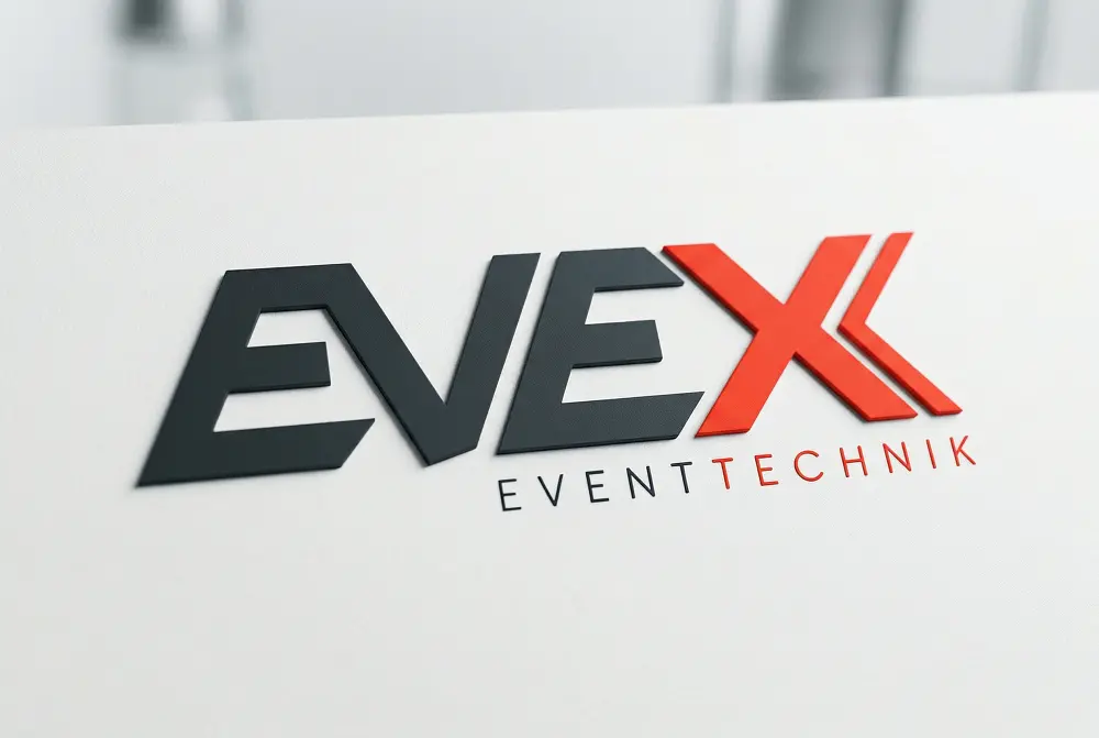 EVEX Eventtechnik Corporate Design mit signalstarkem Neon-Orange