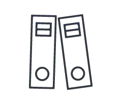 Individuell bedruckte Ordner und Ringmappen für eine einheitliche Büroorganisation.