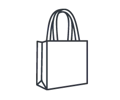 Wiederverwendbare Stofftaschen aus Baumwolle mit individuellem Werbemotiv.