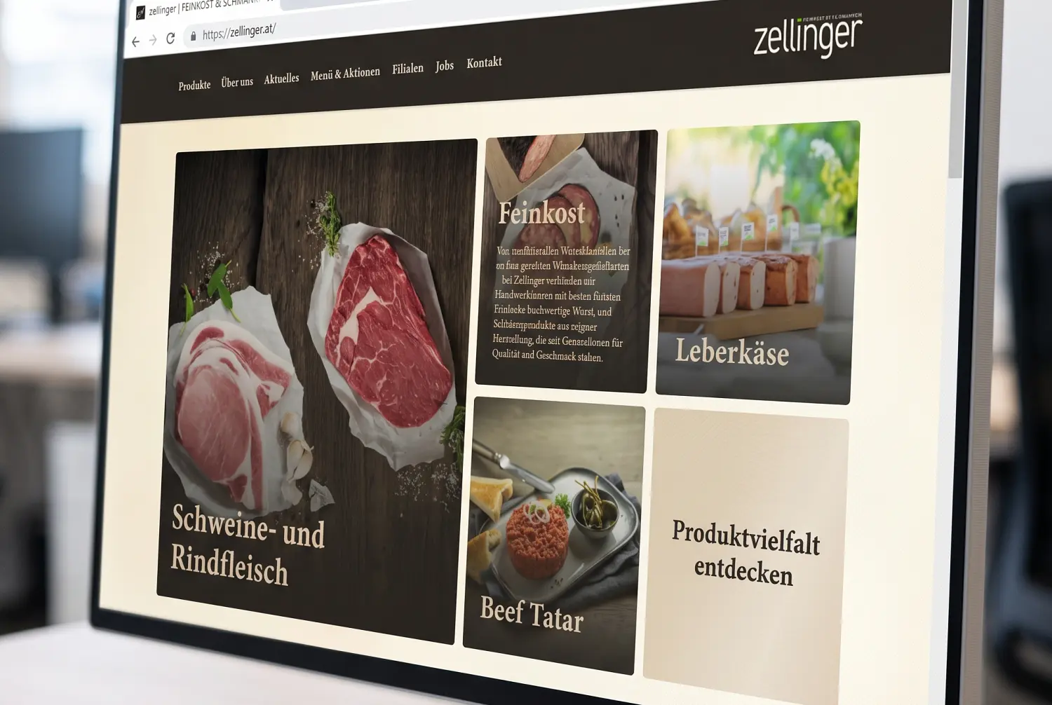 Landingpage erstellen lassen vom Profi: Webdesign und Performance-Optimierung für den Zellinger Feinkost Onepager von der Webagentur infinite aus Oberösterreich.